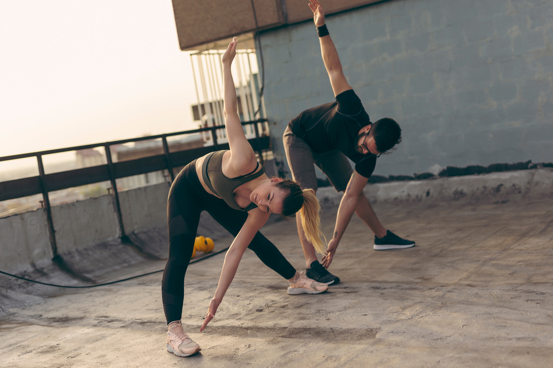 Couple stretching